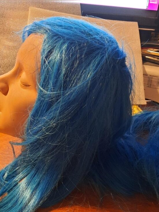 NEW ! Women Long Wig 42 Inch Curve Light Blue